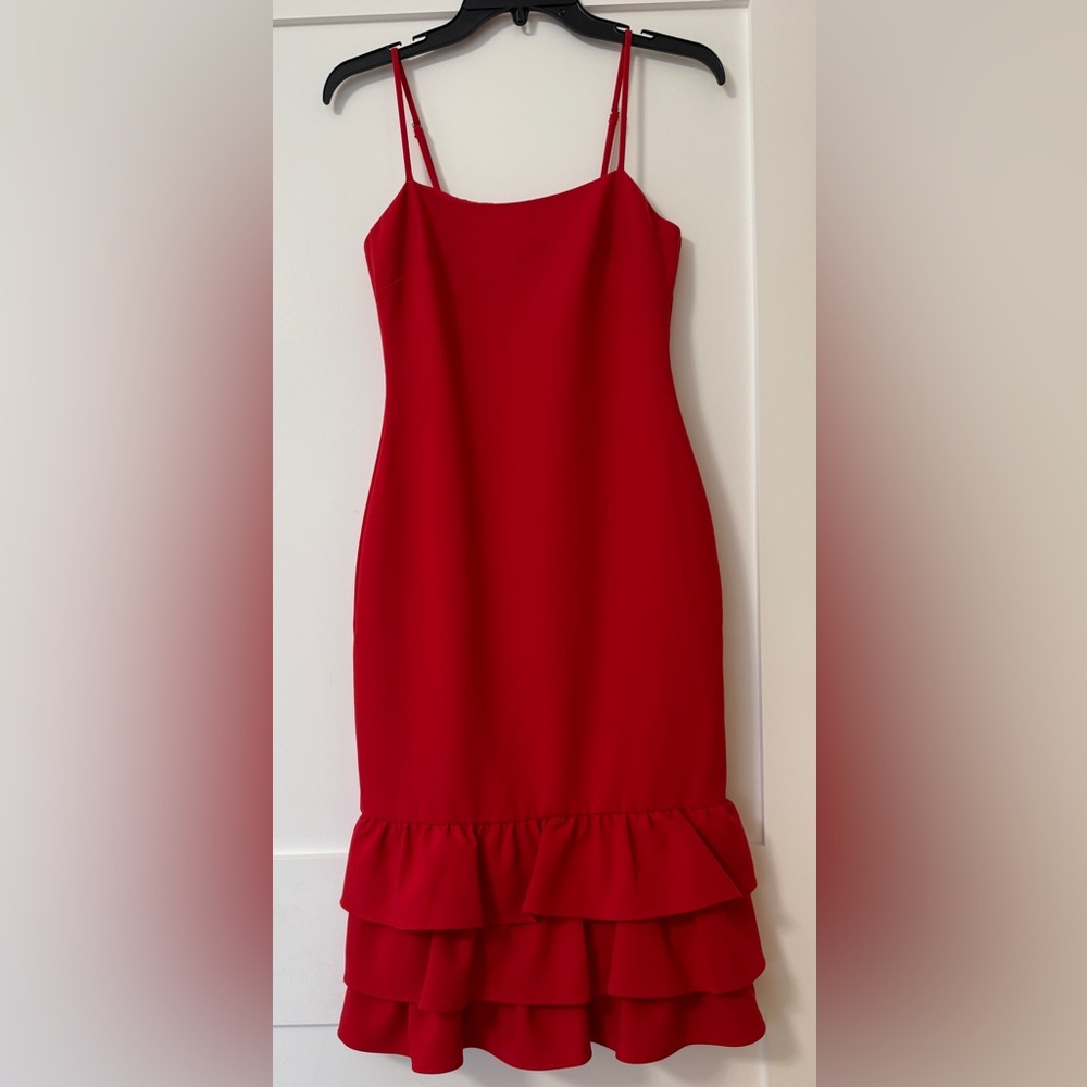 Likely Red Tiered Midi Dress